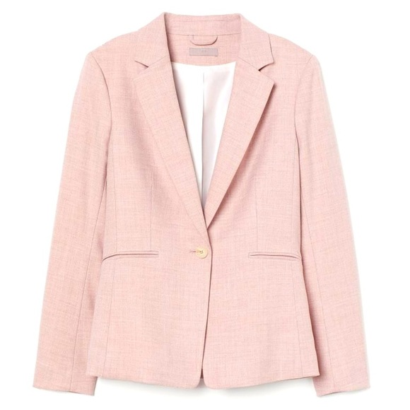H&M - Fitted Soft Pink 1 Button Lined Long Sleeve Blazer Size XXS - Picture 1 of 12